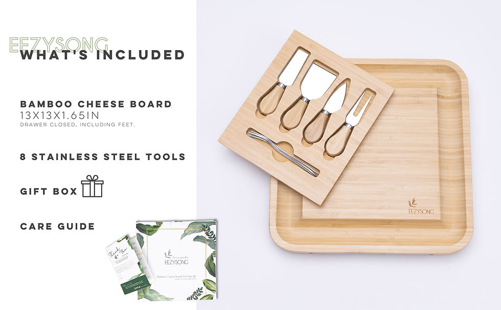 EEZYSONG Bamboo Cheese Charcuterie Board And Knife Set